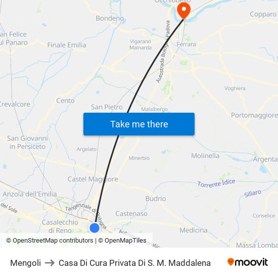 Mengoli to Casa Di Cura Privata Di S. M. Maddalena map
