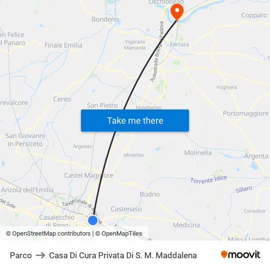 Parco to Casa Di Cura Privata Di S. M. Maddalena map