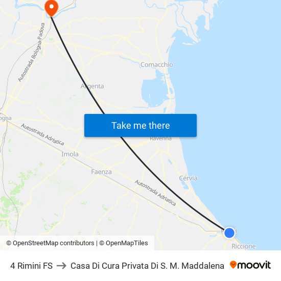 4 Rimini FS to Casa Di Cura Privata Di S. M. Maddalena map