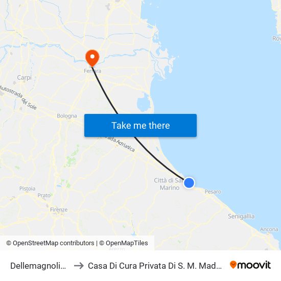 Dellemagnolie FS to Casa Di Cura Privata Di S. M. Maddalena map