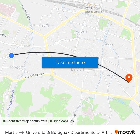 Martini to Università Di Bologna - Dipartimento Di Arti Visive map