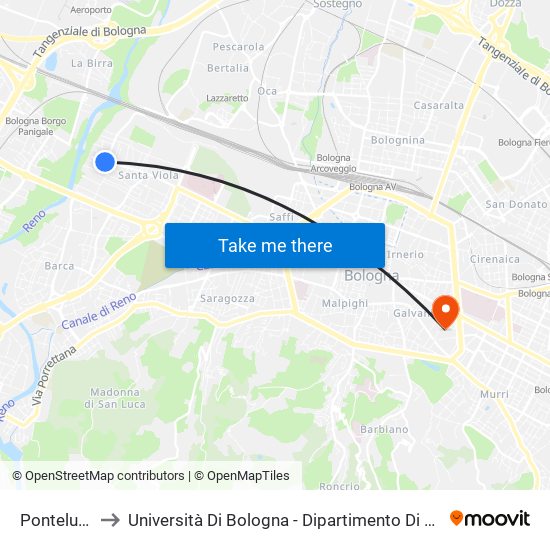 Pontelungo to Università Di Bologna - Dipartimento Di Arti Visive map