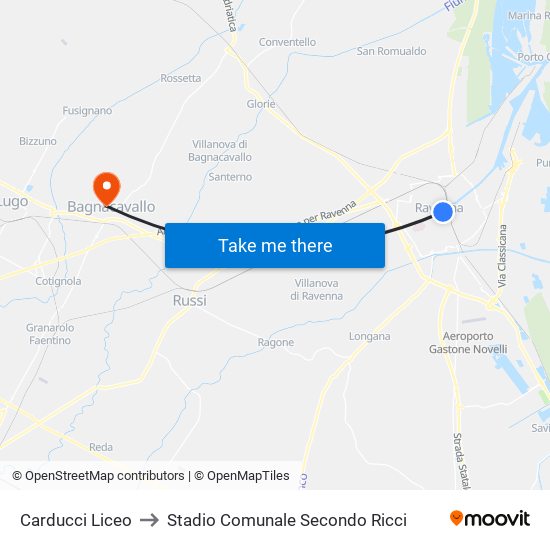 Carducci Liceo to Stadio Comunale Secondo Ricci map