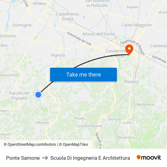 Ponte Samone to Scuola Di Ingegneria E Architettura map