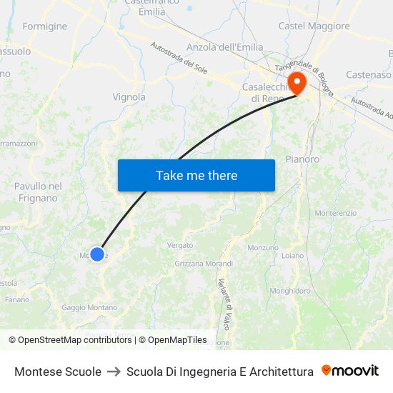 Montese Scuole to Scuola Di Ingegneria E Architettura map