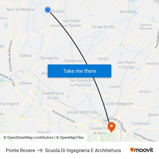 Ponte Rovere to Scuola Di Ingegneria E Architettura map