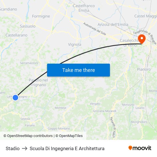 Stadio to Scuola Di Ingegneria E Architettura map