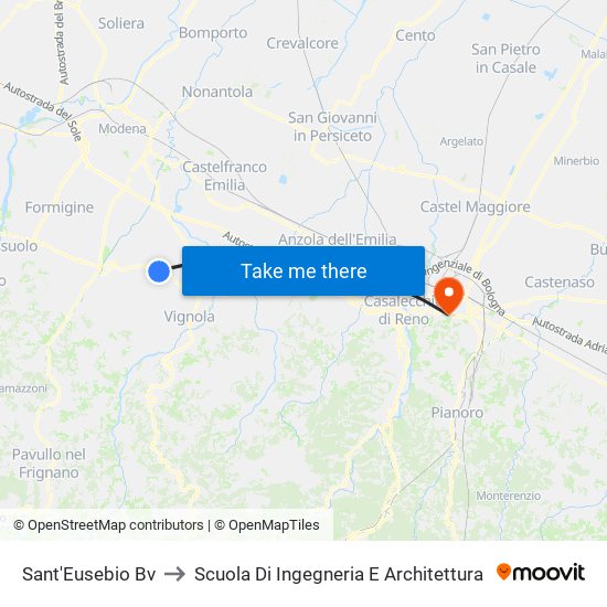 Sant'Eusebio Bv to Scuola Di Ingegneria E Architettura map