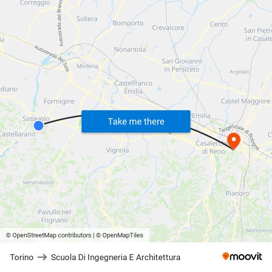 Torino to Scuola Di Ingegneria E Architettura map