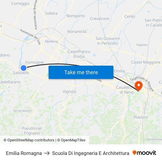 Emilia Romagna to Scuola Di Ingegneria E Architettura map