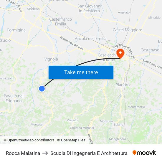 Rocca Malatina to Scuola Di Ingegneria E Architettura map