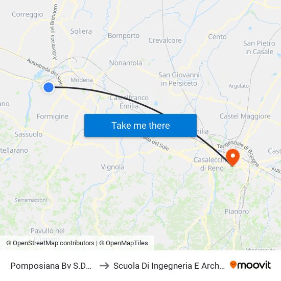 Pomposiana Bv S.Donnino to Scuola Di Ingegneria E Architettura map