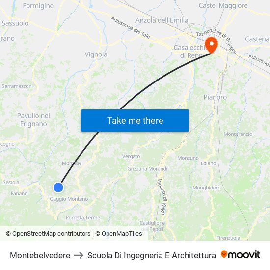 Montebelvedere to Scuola Di Ingegneria E Architettura map