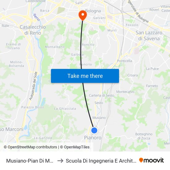 Musiano-Pian Di Macina to Scuola Di Ingegneria E Architettura map