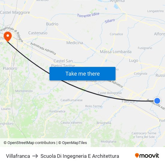 Villafranca to Scuola Di Ingegneria E Architettura map