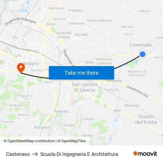 Castenaso to Scuola Di Ingegneria E Architettura map