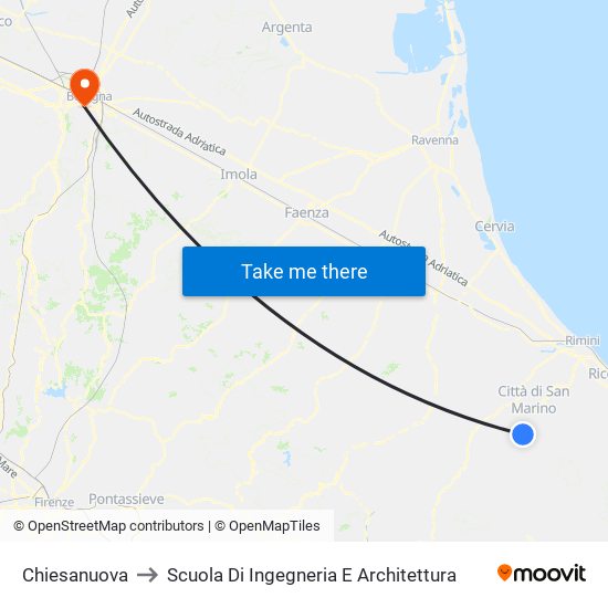 Chiesanuova to Scuola Di Ingegneria E Architettura map