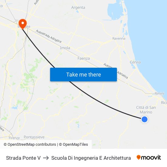 Strada Ponte V to Scuola Di Ingegneria E Architettura map
