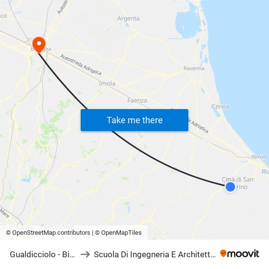 Gualdicciolo - Bivio to Scuola Di Ingegneria E Architettura map