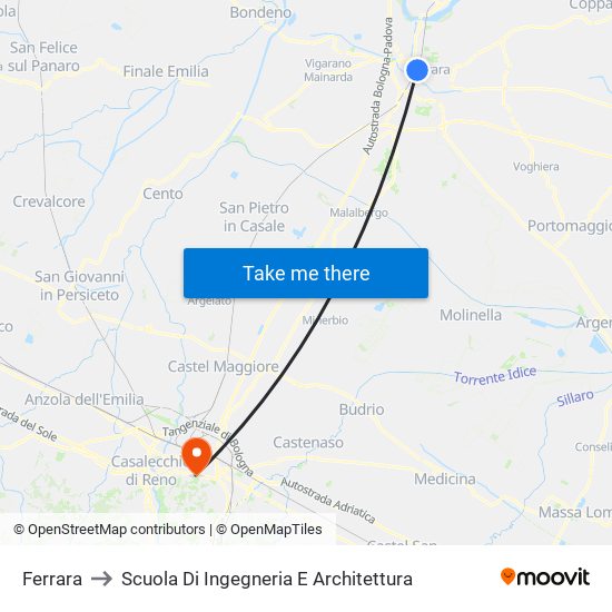 Ferrara to Scuola Di Ingegneria E Architettura map