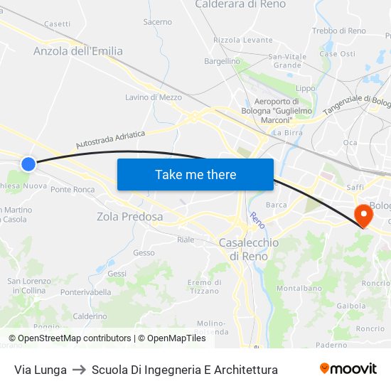 Via Lunga to Scuola Di Ingegneria E Architettura map