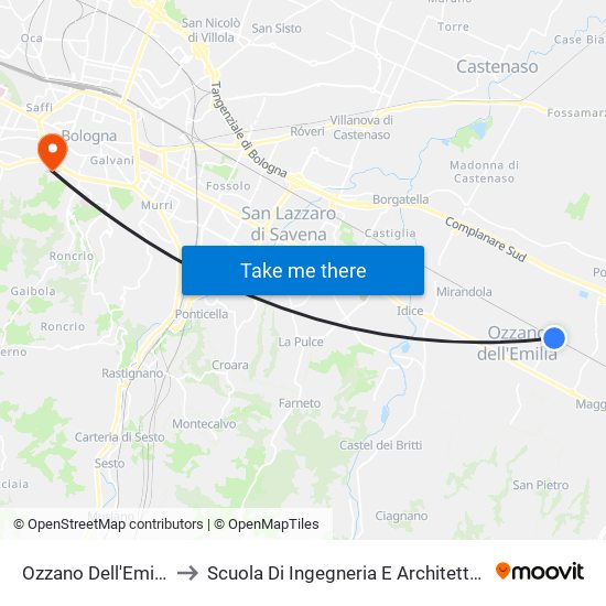 Ozzano Dell'Emilia to Scuola Di Ingegneria E Architettura map