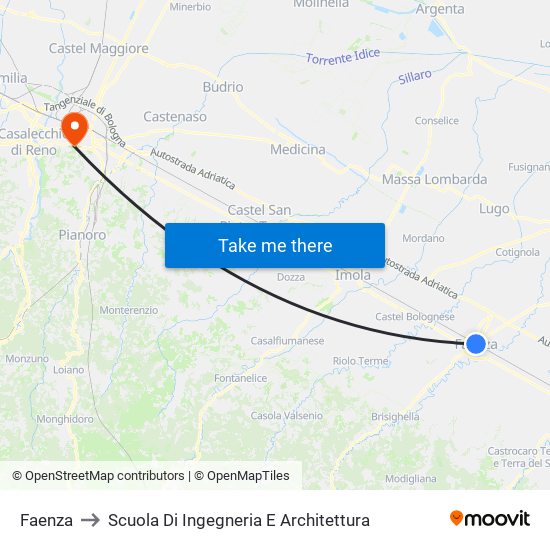 Faenza to Scuola Di Ingegneria E Architettura map
