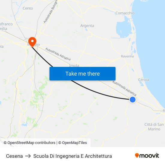 Cesena to Scuola Di Ingegneria E Architettura map