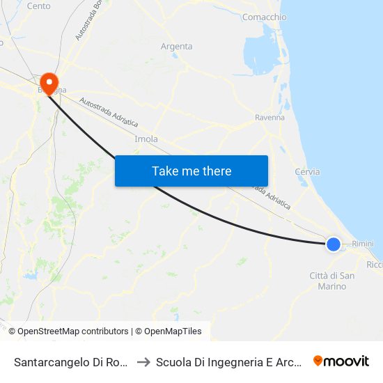 Santarcangelo Di Romagna to Scuola Di Ingegneria E Architettura map