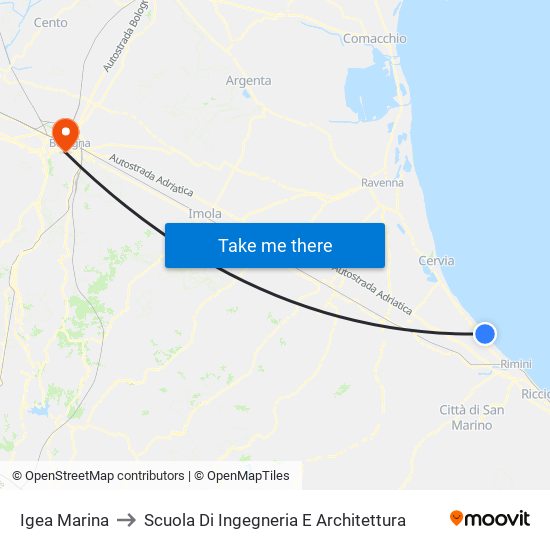 Igea Marina to Scuola Di Ingegneria E Architettura map