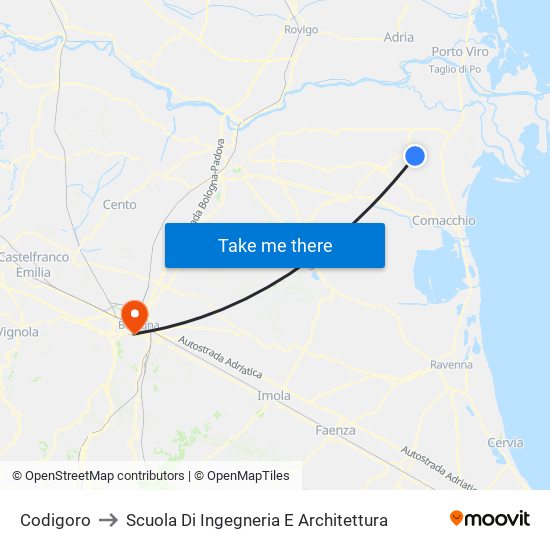 Codigoro to Scuola Di Ingegneria E Architettura map