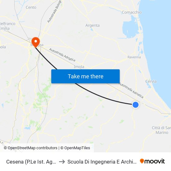 Cesena (P.Le Ist. Agraria) to Scuola Di Ingegneria E Architettura map