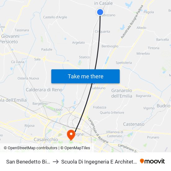 San Benedetto Bivio to Scuola Di Ingegneria E Architettura map