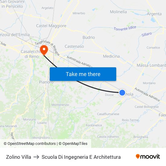 Zolino Villa to Scuola Di Ingegneria E Architettura map