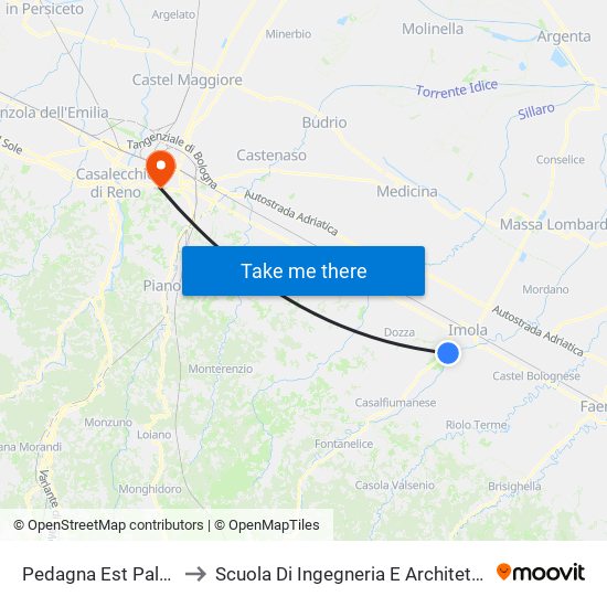 Pedagna Est Palme to Scuola Di Ingegneria E Architettura map