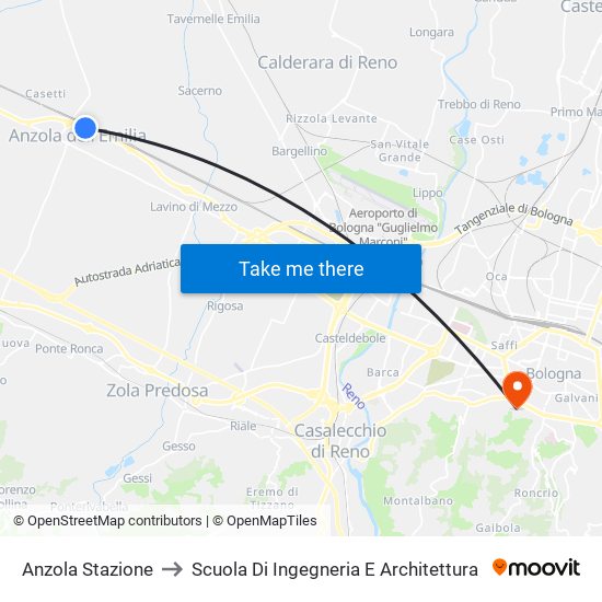 Anzola Stazione to Scuola Di Ingegneria E Architettura map