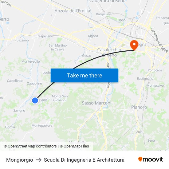 Mongiorgio to Scuola Di Ingegneria E Architettura map