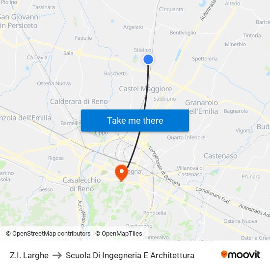 Z.I. Larghe to Scuola Di Ingegneria E Architettura map