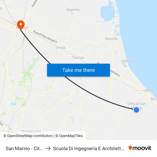 San Marino - Città to Scuola Di Ingegneria E Architettura map