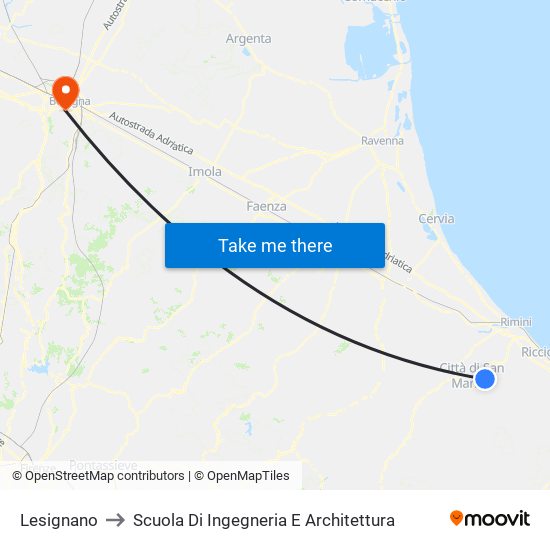 Lesignano to Scuola Di Ingegneria E Architettura map