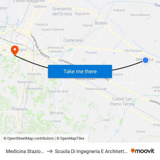 Medicina Stazione to Scuola Di Ingegneria E Architettura map