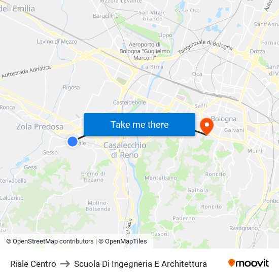 Riale Centro to Scuola Di Ingegneria E Architettura map