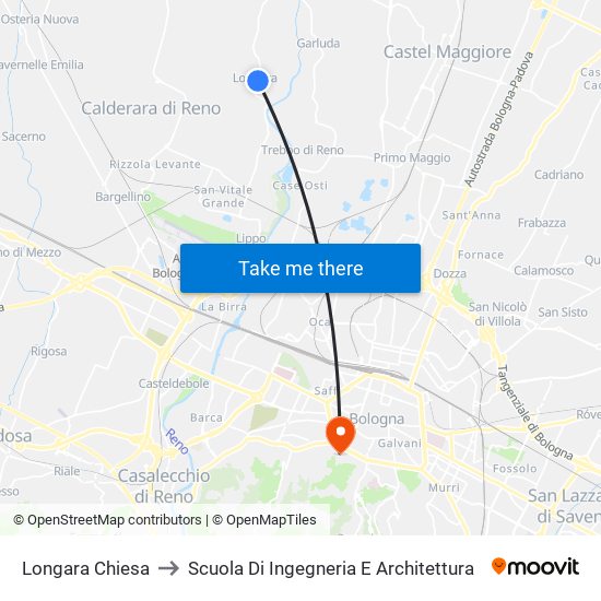 Longara Chiesa to Scuola Di Ingegneria E Architettura map