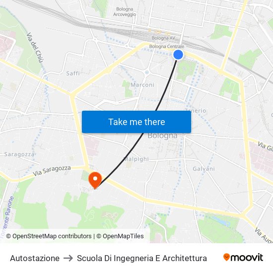 Autostazione to Scuola Di Ingegneria E Architettura map