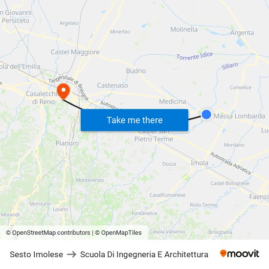 Sesto Imolese to Scuola Di Ingegneria E Architettura map