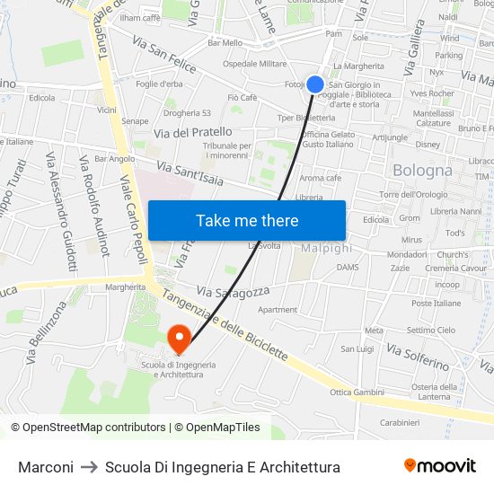 Marconi to Scuola Di Ingegneria E Architettura map