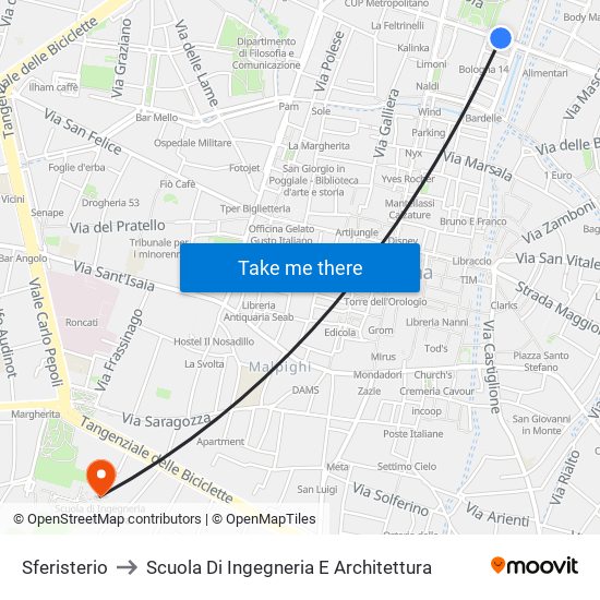 Sferisterio to Scuola Di Ingegneria E Architettura map