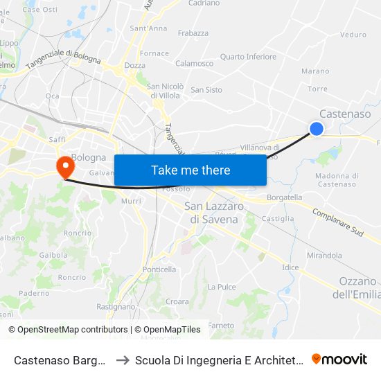 Castenaso Bargello to Scuola Di Ingegneria E Architettura map