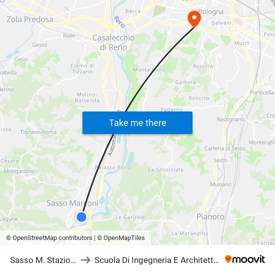 Sasso M. Stazione to Scuola Di Ingegneria E Architettura map