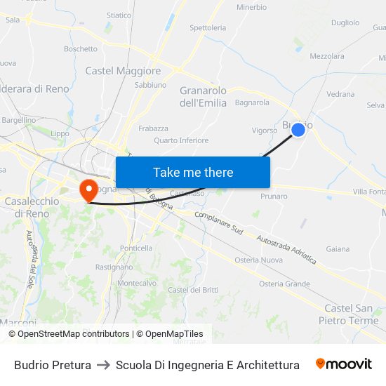 Budrio Pretura to Scuola Di Ingegneria E Architettura map